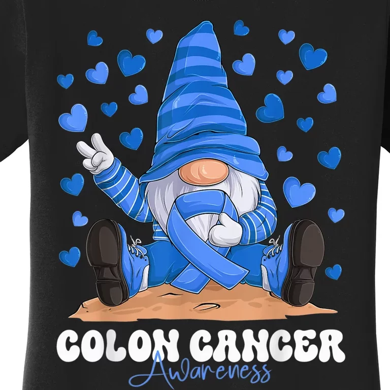 Colon Cancer Awareness Month Blue Ribbon Gnome Women's T-Shirt