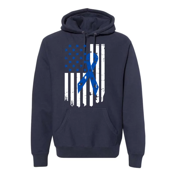 Colon Cancer Awareness Flag Premium Hoodie