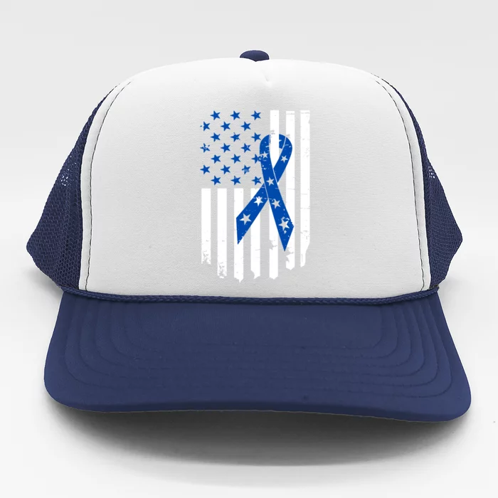 Colon Cancer Awareness Flag Trucker Hat