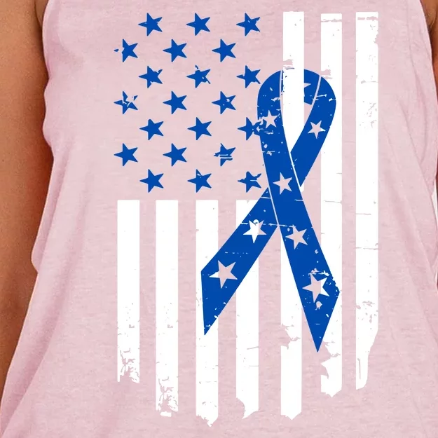 Colon Cancer Awareness Flag Women's Knotted Racerback Tank