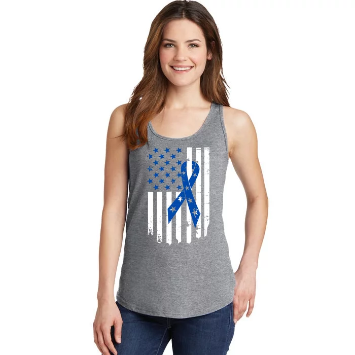 Colon Cancer Awareness Flag Ladies Essential Tank