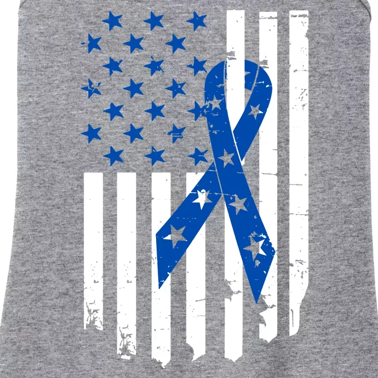 Colon Cancer Awareness Flag Ladies Essential Tank