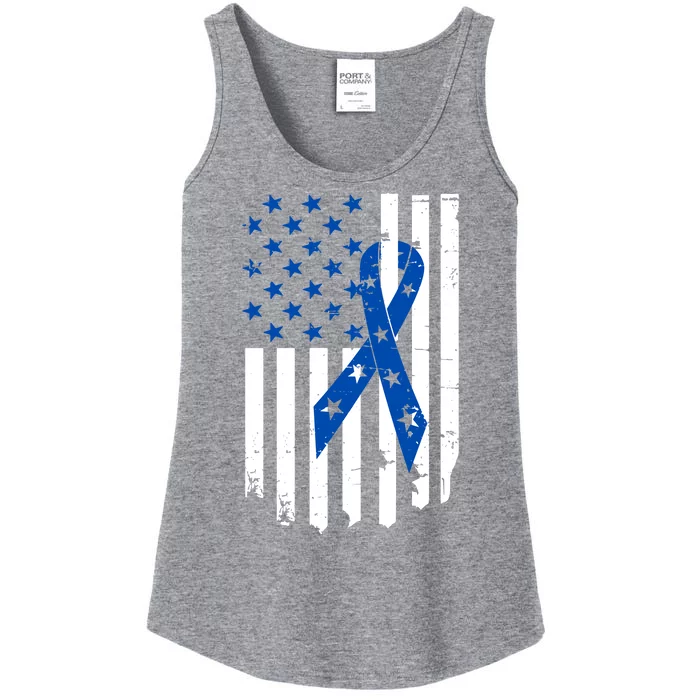 Colon Cancer Awareness Flag Ladies Essential Tank