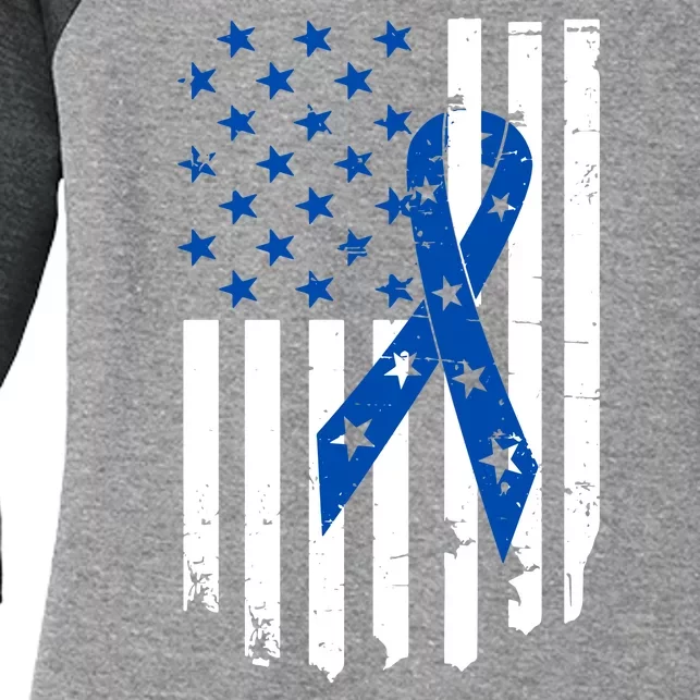 Colon Cancer Awareness Flag Women's Tri-Blend 3/4-Sleeve Raglan Shirt