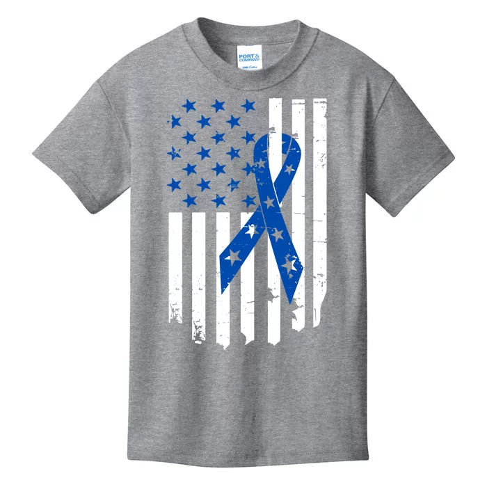 Colon Cancer Awareness Flag Kids T-Shirt