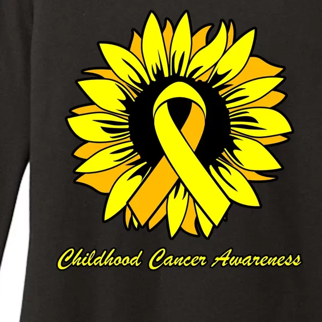 Childhood Cancer Awareness Sunflower Ribbon Womens CVC Long Sleeve Shirt