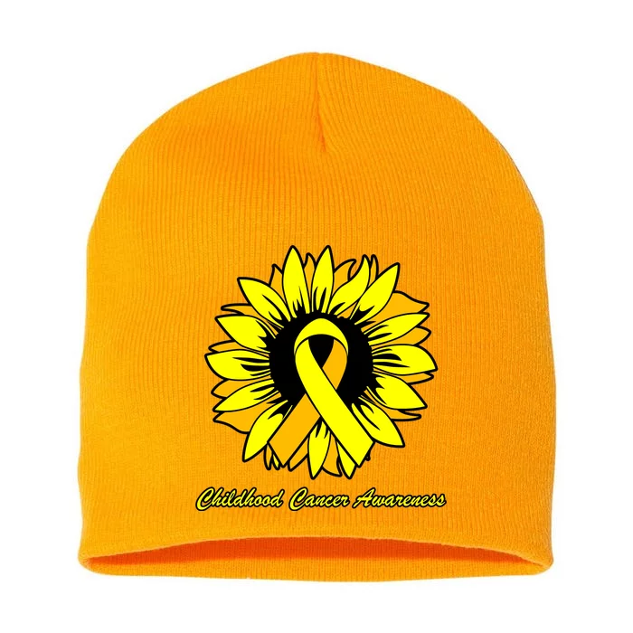 Childhood Cancer Awareness Sunflower Ribbon Short Acrylic Beanie