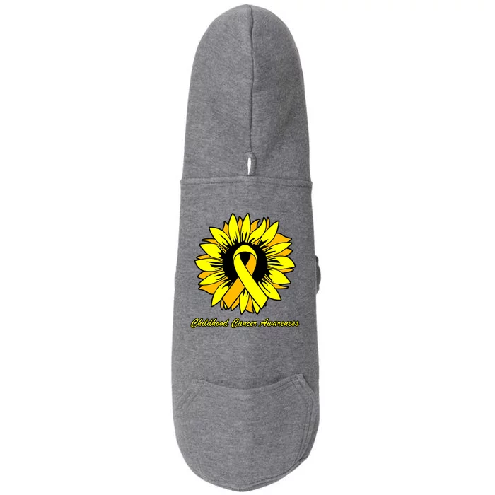 Childhood Cancer Awareness Sunflower Ribbon Doggie 3-End Fleece Hoodie