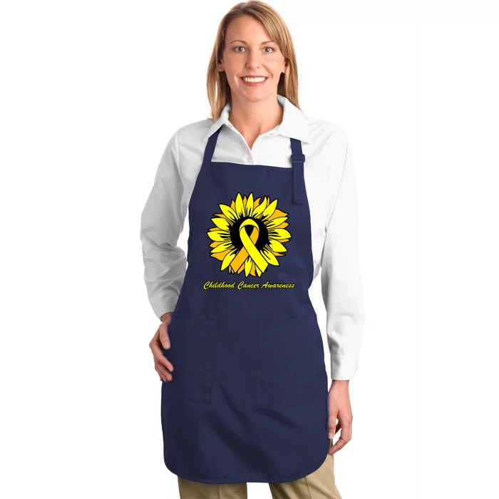 Childhood Cancer Awareness Sunflower Ribbon Full-Length Apron With Pocket