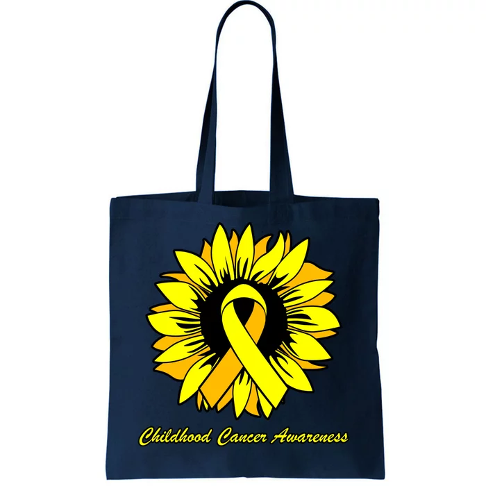 Childhood Cancer Awareness Sunflower Ribbon Tote Bag