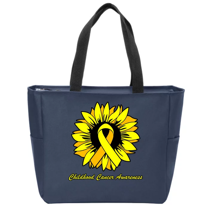 Childhood Cancer Awareness Sunflower Ribbon Zip Tote Bag