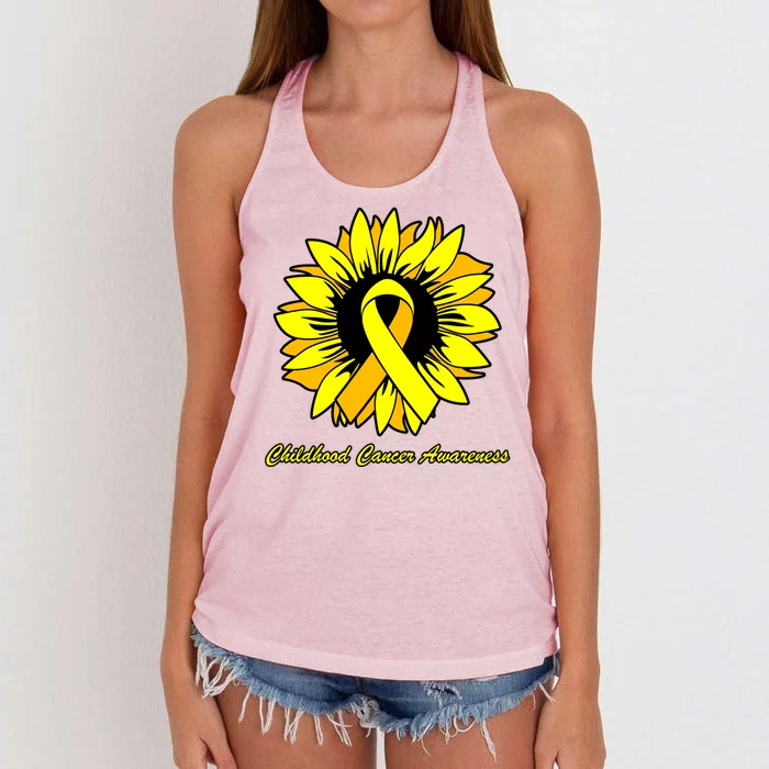 Childhood Cancer Awareness Sunflower Ribbon Women's Knotted Racerback Tank