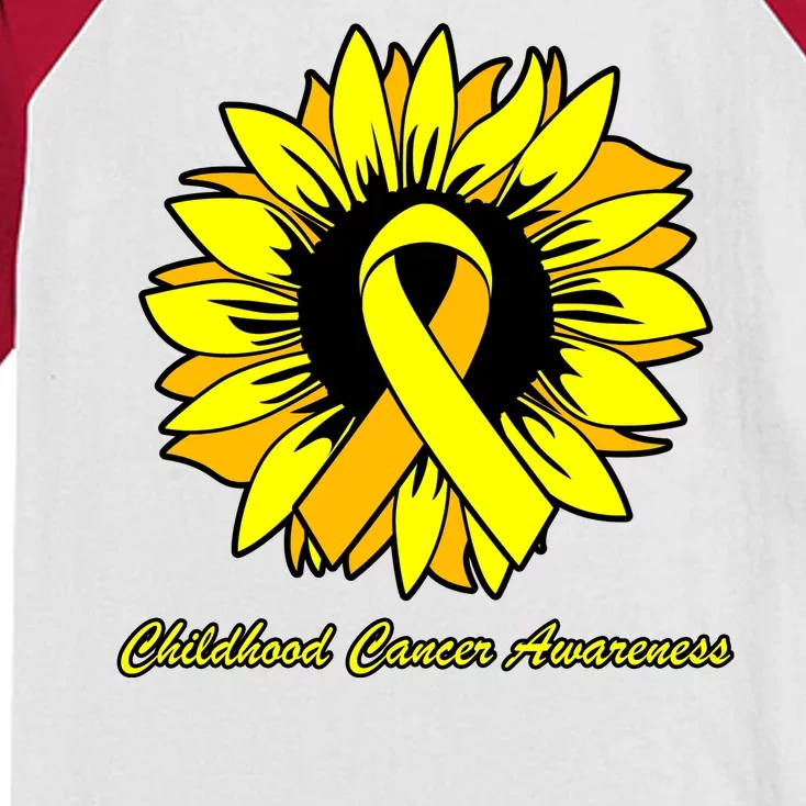 Childhood Cancer Awareness Sunflower Ribbon Kids Colorblock Raglan Jersey