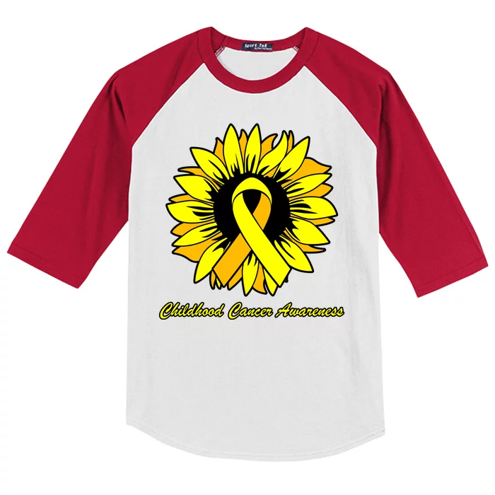 Childhood Cancer Awareness Sunflower Ribbon Kids Colorblock Raglan Jersey