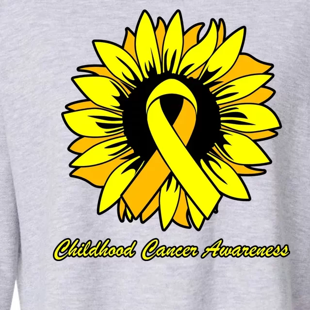 Childhood Cancer Awareness Sunflower Ribbon Cropped Pullover Crew