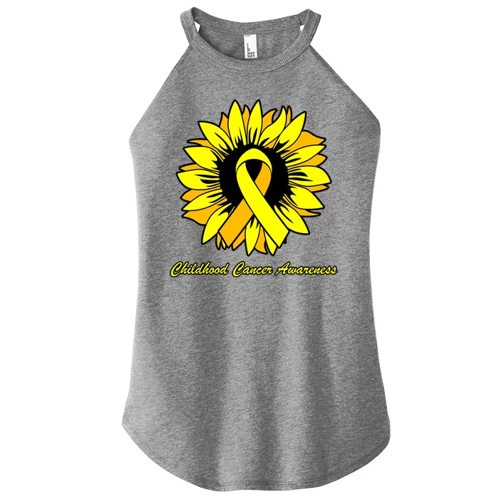 Childhood Cancer Awareness Sunflower Ribbon Women’s Perfect Tri Rocker Tank