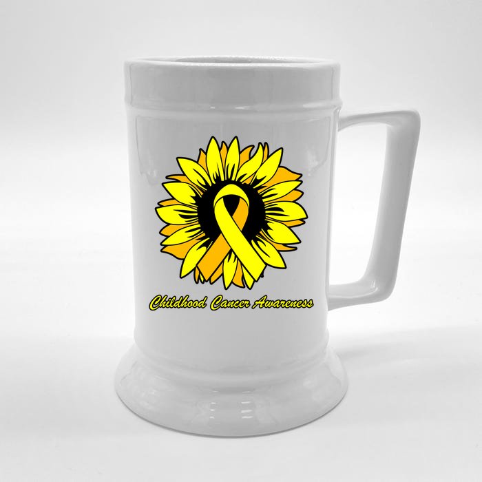 Childhood Cancer Awareness Sunflower Ribbon Front & Back Beer Stein