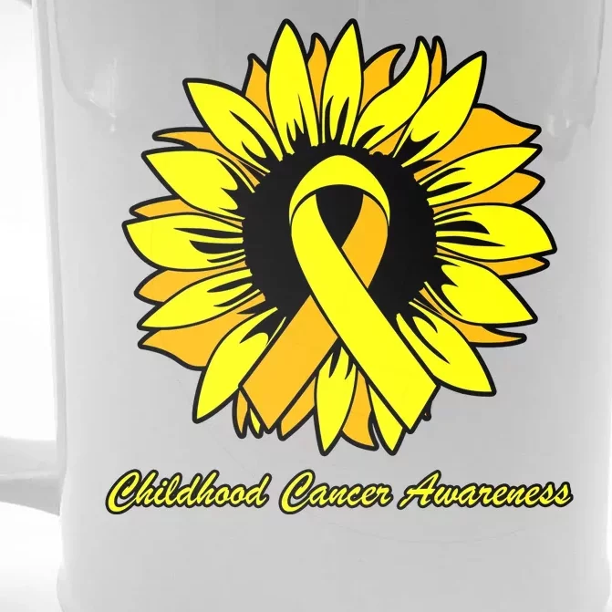 Childhood Cancer Awareness Sunflower Ribbon Front & Back Beer Stein