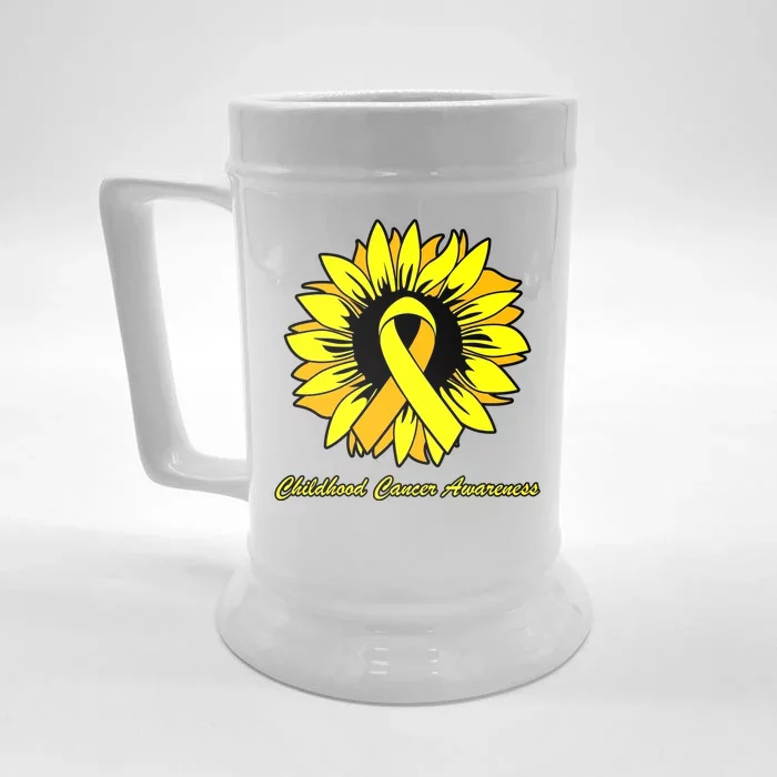 Childhood Cancer Awareness Sunflower Ribbon Front & Back Beer Stein