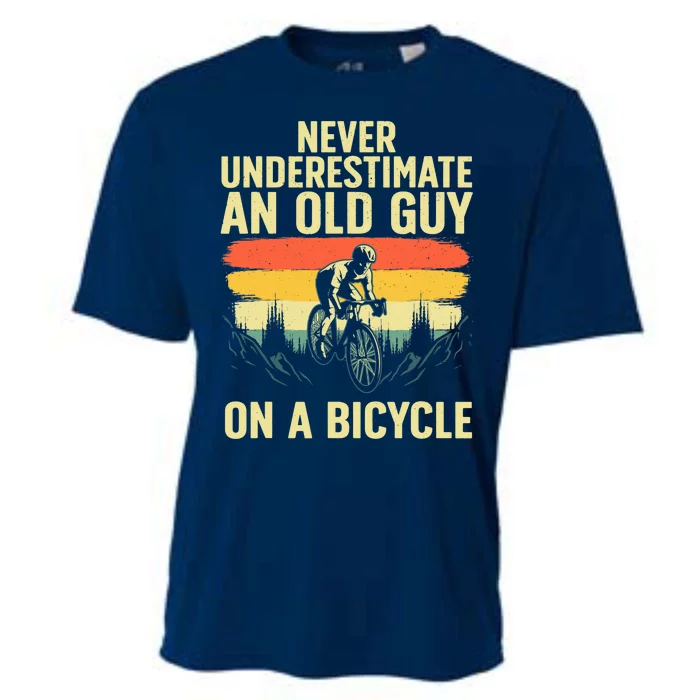 Cool Cycling Art For Grandpa Bicycle Riding Cycle Racing Cooling Performance Crew T-Shirt