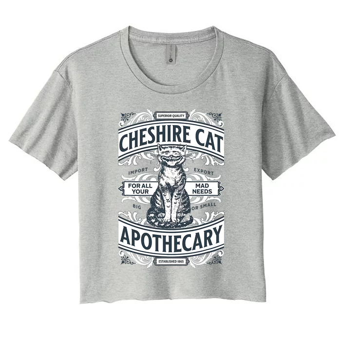 Cheshire Cat Alice In Wonderland Vintage Book Women's Crop Top Tee