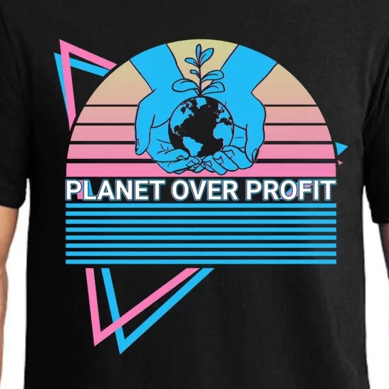 Climate Change Awareness Retro Planet Over Profit Gift Pajama Set