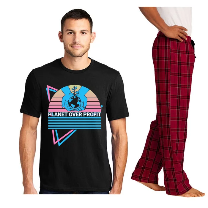 Climate Change Awareness Retro Planet Over Profit Gift Pajama Set