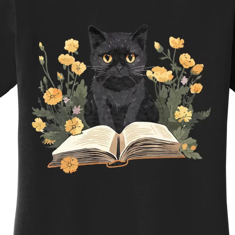 Cute Cat And Book Women's T-Shirt