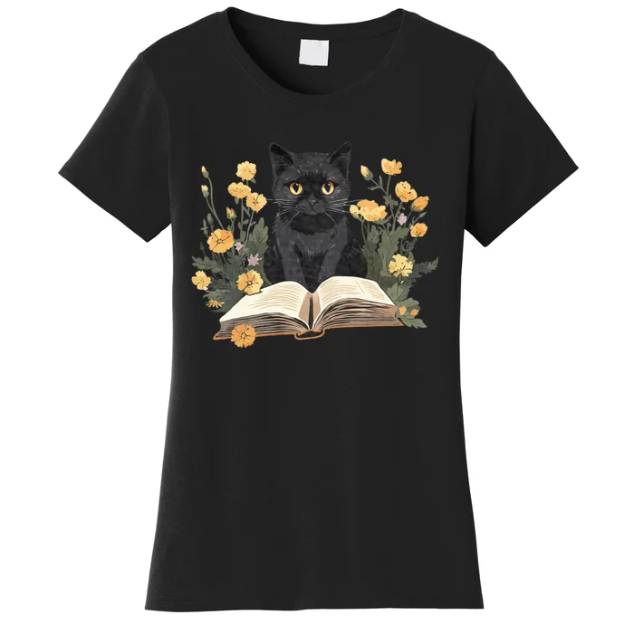 Cute Cat And Book Women's T-Shirt