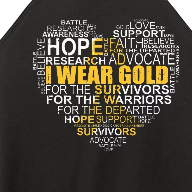 Childhood Cancer Awareness I Wear Gold Heart Ribbon Women’s Perfect Tri Rocker Tank