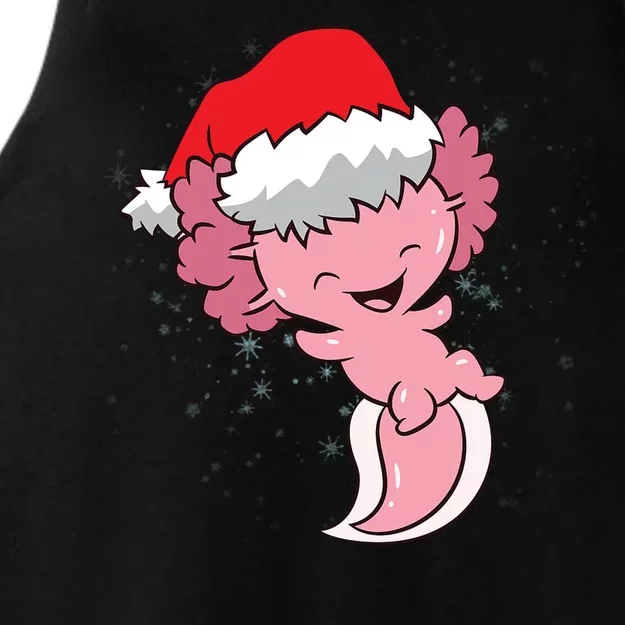 Cute Christmas Axolotl Santa Ladies Tri-Blend Wicking Tank