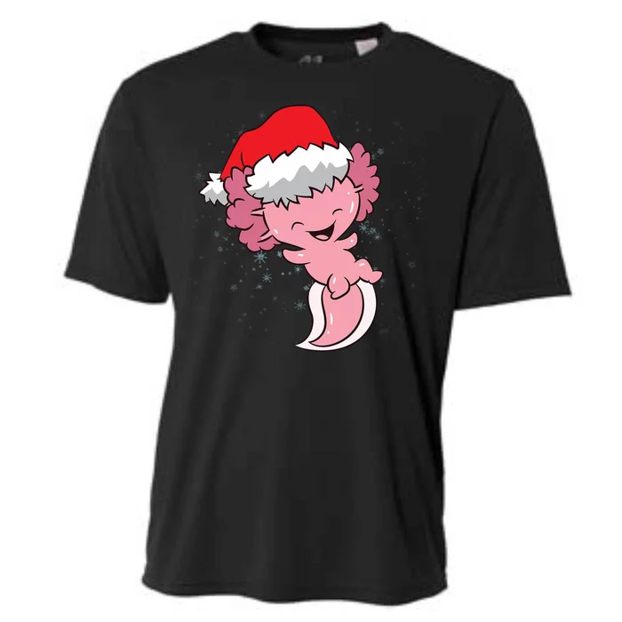 Cute Christmas Axolotl Santa Cooling Performance Crew T-Shirt