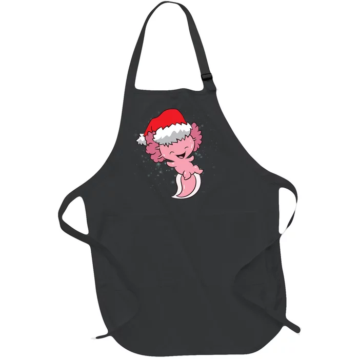 Cute Christmas Axolotl Santa Full-Length Apron With Pocket