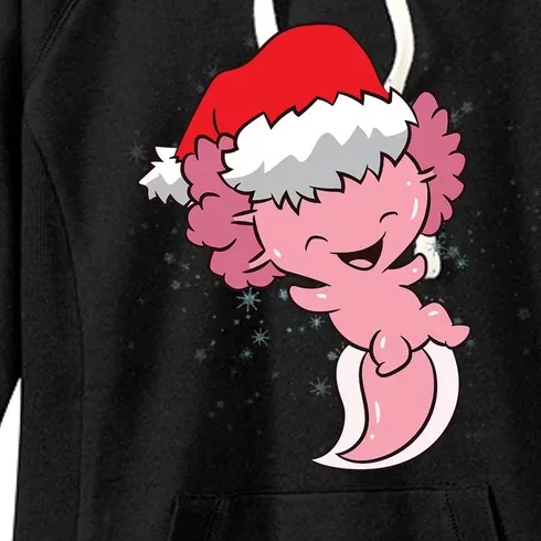 Cute Christmas Axolotl Santa Women's Fleece Hoodie