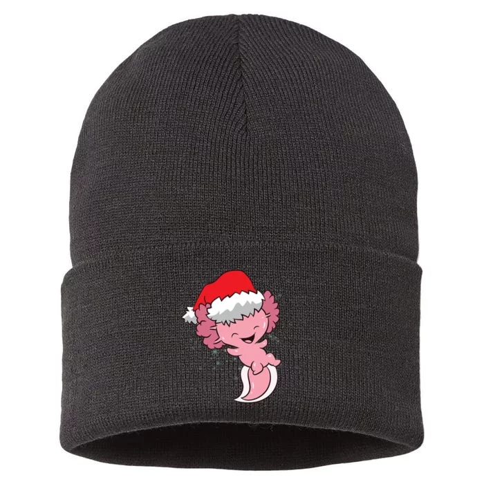 Cute Christmas Axolotl Santa Sustainable Knit Beanie