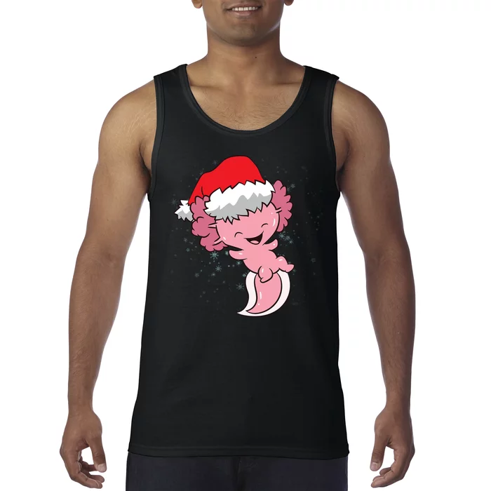 Cute Christmas Axolotl Santa Tank Top