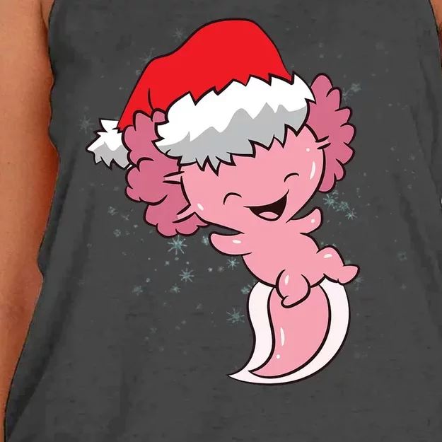 Cute Christmas Axolotl Santa Women's Knotted Racerback Tank