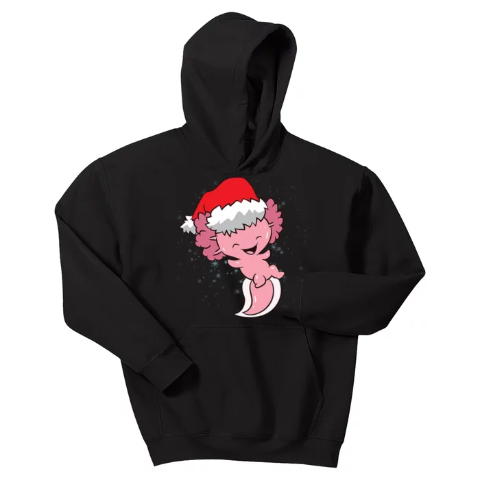 Cute Christmas Axolotl Santa Kids Hoodie