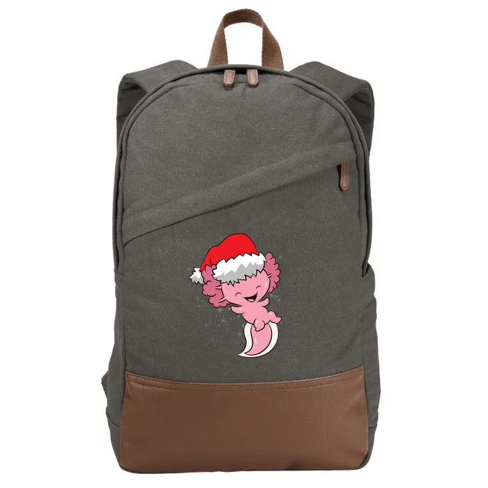 Cute Christmas Axolotl Santa Cotton Canvas Backpack