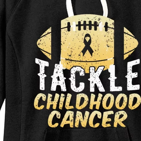 Childhood Cancer Awareness Tackle Childhood Cancer Football Women's Fleece Hoodie