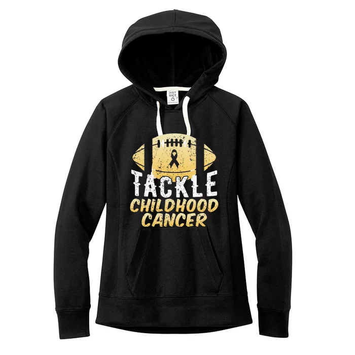 Childhood Cancer Awareness Tackle Childhood Cancer Football Women's Fleece Hoodie