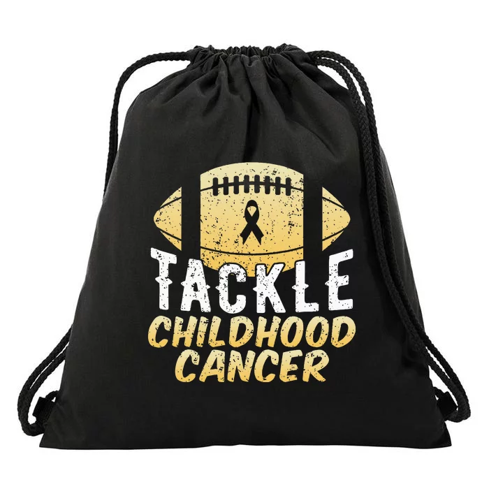 Childhood Cancer Awareness Tackle Childhood Cancer Football Drawstring Bag