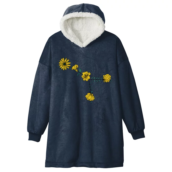 Cancer Constellation As Flowers Zodiac Gift Hooded Wearable Blanket