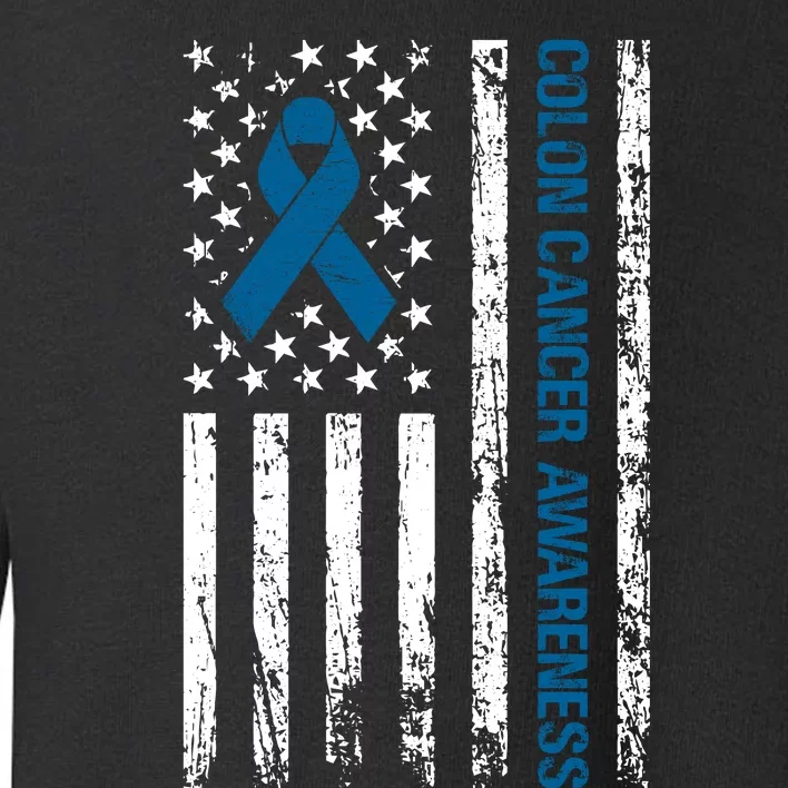 Colon Cancer Awareness Month Distressed Flag Toddler Sweatshirt