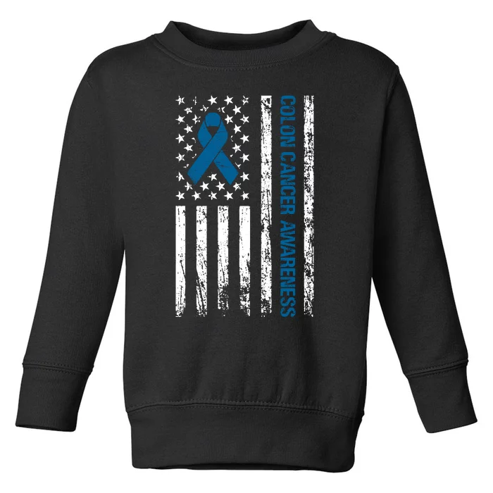 Colon Cancer Awareness Month Distressed Flag Toddler Sweatshirt