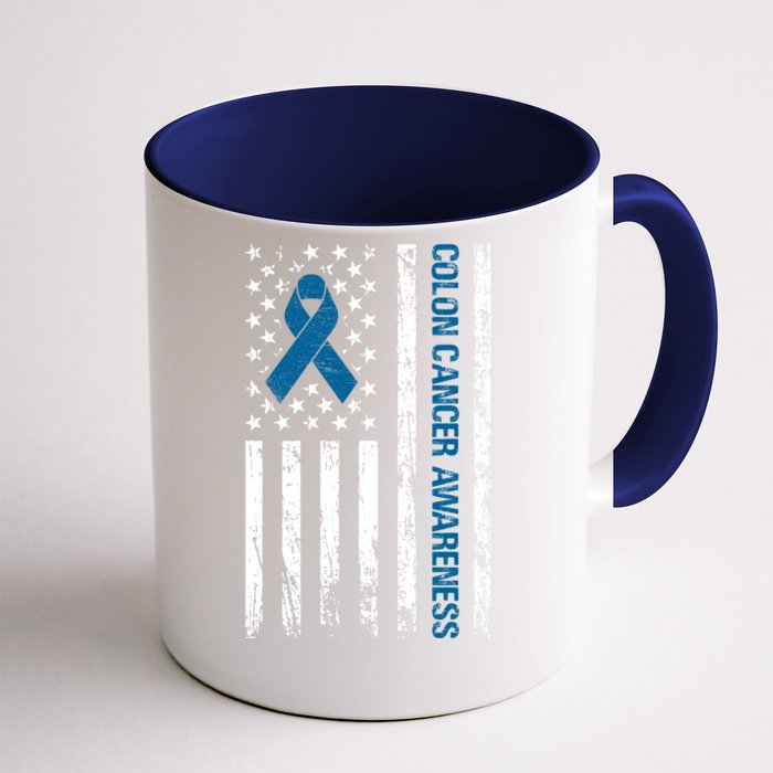 Colon Cancer Awareness Month Distressed Flag Front & Back Coffee Mug