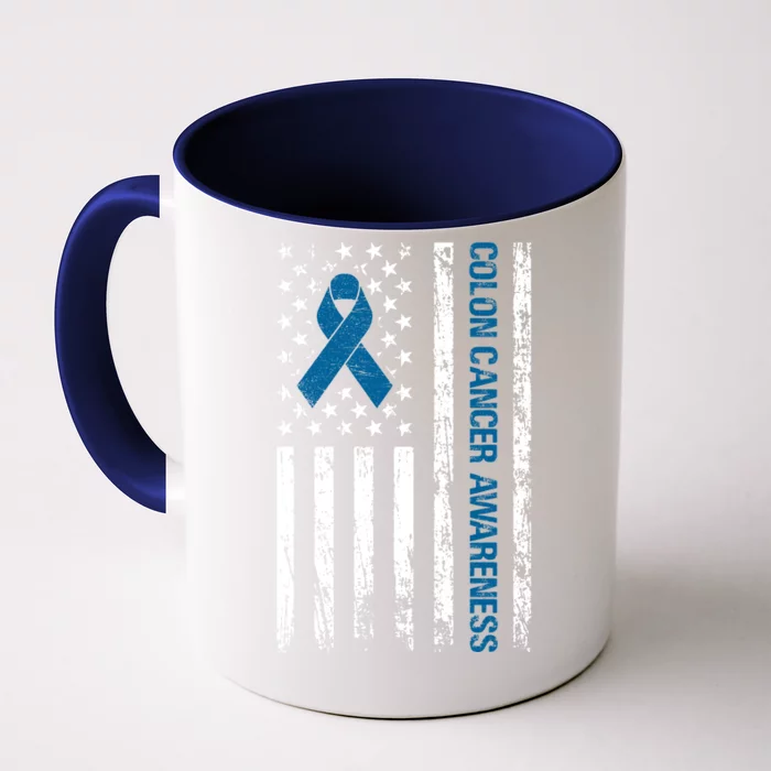 Colon Cancer Awareness Month Distressed Flag Front & Back Coffee Mug