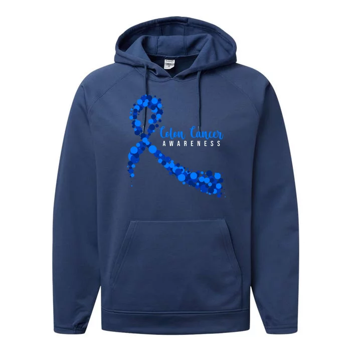 Colon Cancer Awareness Ribbon Performance Fleece Hoodie