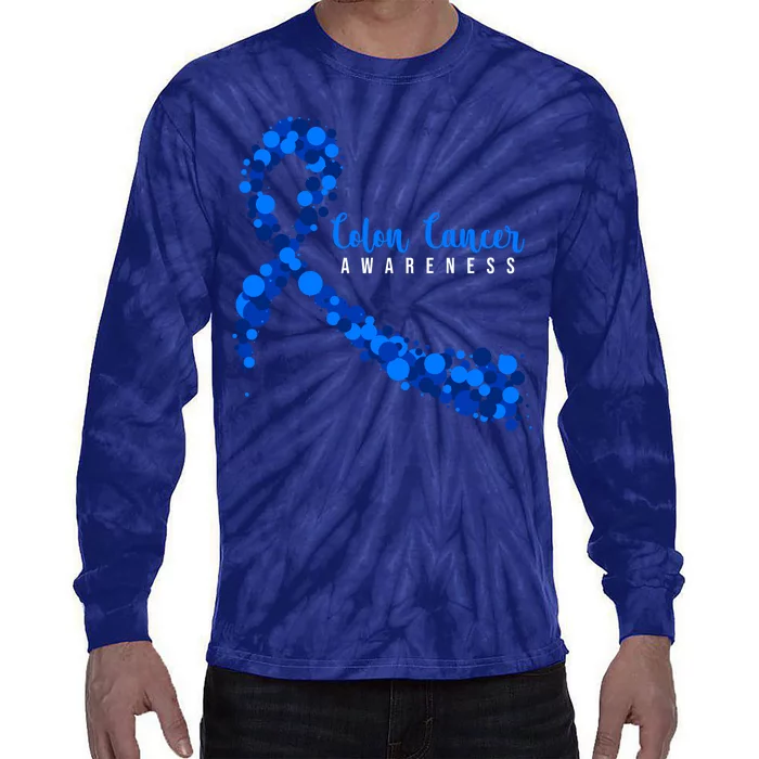 Colon Cancer Awareness Ribbon Tie-Dye Long Sleeve Shirt