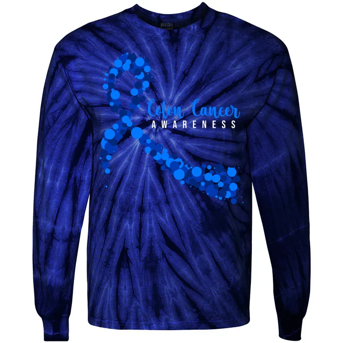 Colon Cancer Awareness Ribbon Tie-Dye Long Sleeve Shirt